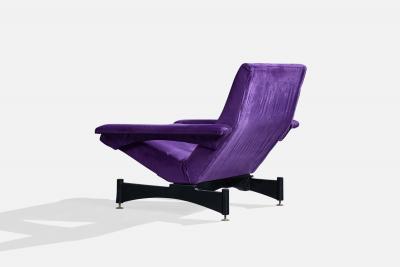 Italian Designer Lounge Chairs with Velvet Metal and Brass Italy 1960s