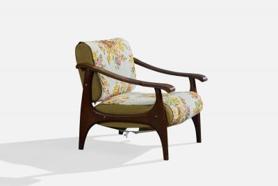 Italian Designer Lounge Chairs with Wood and Fabric Italy 1950s