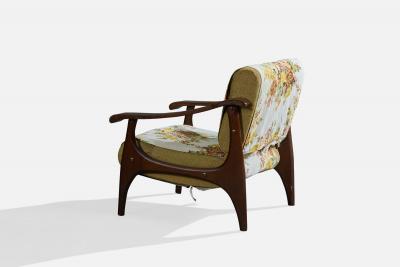 Italian Designer Lounge Chairs with Wood and Fabric Italy 1950s