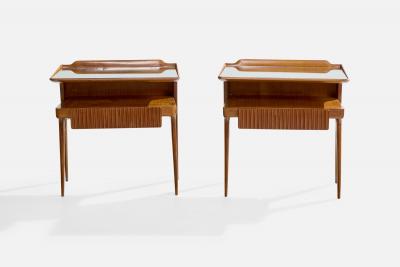 Italian Designer Nighstands with Wood and Mirror Italy 1950s