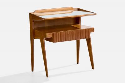 Italian Designer Nighstands with Wood and Mirror Italy 1950s
