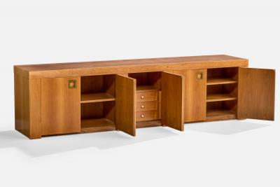 Italian Designer Sideboard with Teak and Brass Italy 1970s