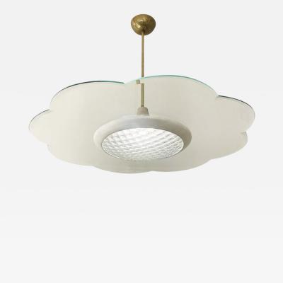 Italian Mid Century Chandelier with Scalloped Glass