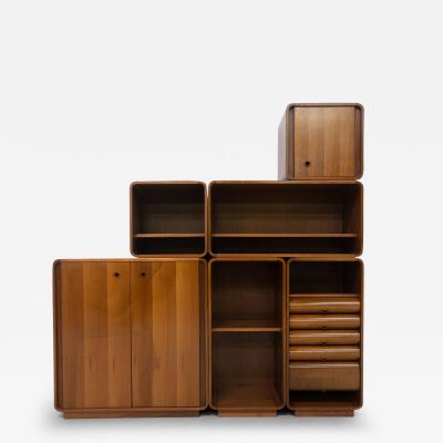 Italian Mid Century Modular Wooden Wall Unit Shelf