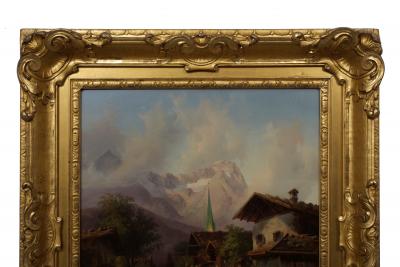 JOSEPH HEINRICH LUDWIG MARR An Alpine Village oil on panel Joseph Heinrich Ludwig Marr