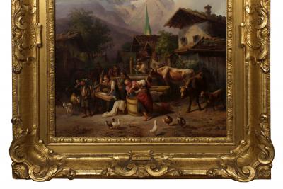 JOSEPH HEINRICH LUDWIG MARR An Alpine Village oil on panel Joseph Heinrich Ludwig Marr