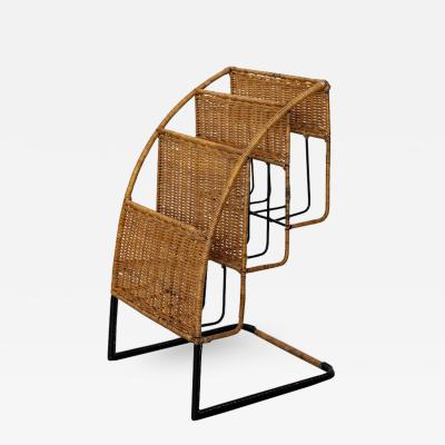 Jacques Adnet WICKER MAGAZINE RACK ATTRIBUTED TO JACQUES ADNET