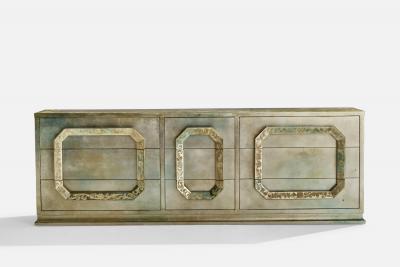 James Mont Attributed Dresser with Silver Leaf and Wood USA 1940s