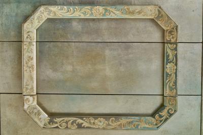 James Mont Attributed Dresser with Silver Leaf and Wood USA 1940s