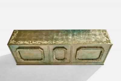 James Mont Attributed Dresser with Silver Leaf and Wood USA 1940s