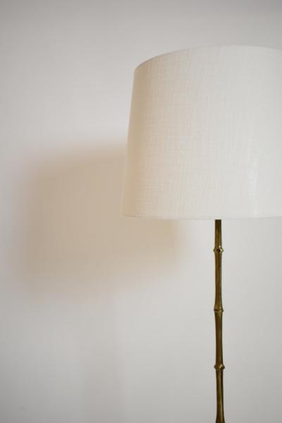 Jansen style tripod faux bamboo solid brass floor lamp 1960s 