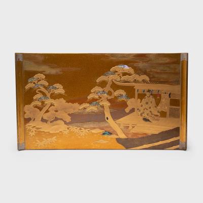 Japanese Gilt Lacquer Writing Desk Poem Box