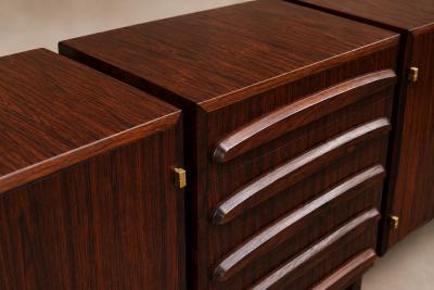 Jean Gillon Rosewood Credenza with Sculptural Drawers Brazil 1960s