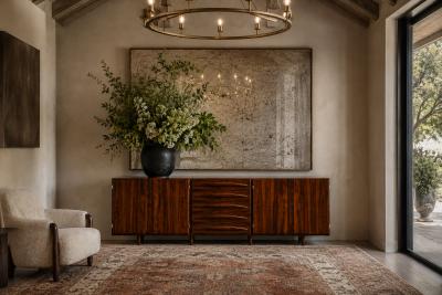 Jean Gillon Rosewood Credenza with Sculptural Drawers Brazil 1960s