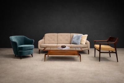 Joaquim Tenreiro Concha Armchair in Hardwood Mohair by Joaquim Tenreiro 1950s Lot 138A
