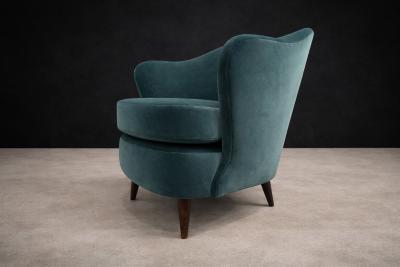 Joaquim Tenreiro Concha Armchair in Hardwood Mohair by Joaquim Tenreiro 1950s Lot 138A