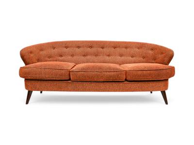 Joaquim Tenreiro Concha Sofa in Hardwood Chenille Joaquim Tenreiro 1960s Lot 333A