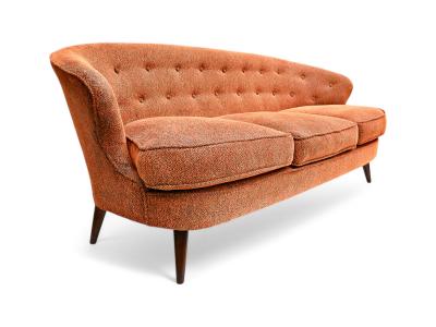Joaquim Tenreiro Concha Sofa in Hardwood Chenille Joaquim Tenreiro 1960s Lot 333A
