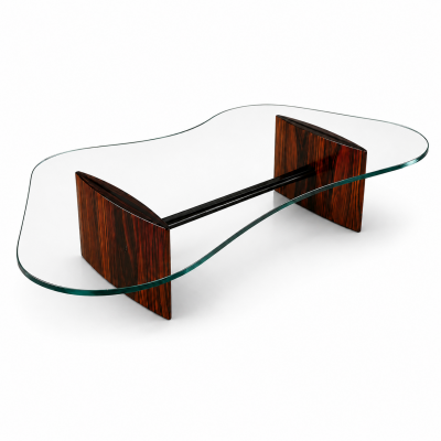 Joaquim Tenreiro Organic Form Coffee Table in Rosewood Crystal 1960s