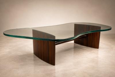 Joaquim Tenreiro Organic Form Coffee Table in Rosewood Crystal 1960s