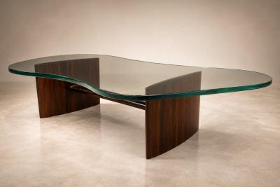 Joaquim Tenreiro Organic Form Coffee Table in Rosewood Crystal 1960s