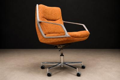 Jorge Zalszupin Low Commander Swivel Armchair in Chenille Aluminum 1973