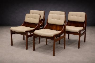 Jorge Zalszupin Set of Five Rosewood Leather Dining Chairs Jorge Zalszupin 1960s Lot 114
