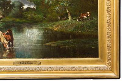 Jules Dupre Pastoral Landscape of Horses Drinking Jules Dupre