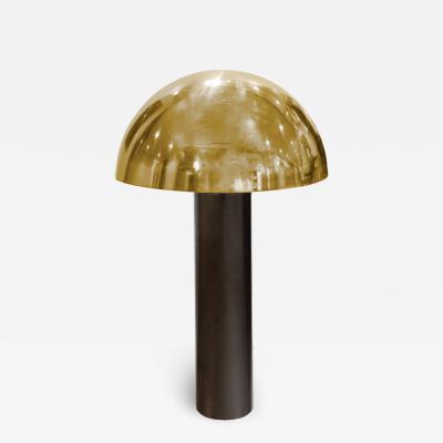 Karl Springer Karl Springer Rare Mushroom Table Lamp in Steel and Brass 1970s