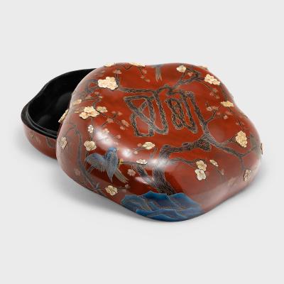 Lacquered Happiness Box with Birds Blossoms