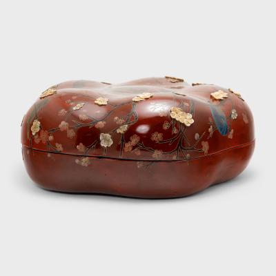 Lacquered Happiness Box with Birds Blossoms