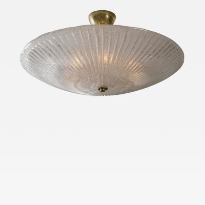 Large Murano Blown Reeded Ceiling Fixture Pairs Available