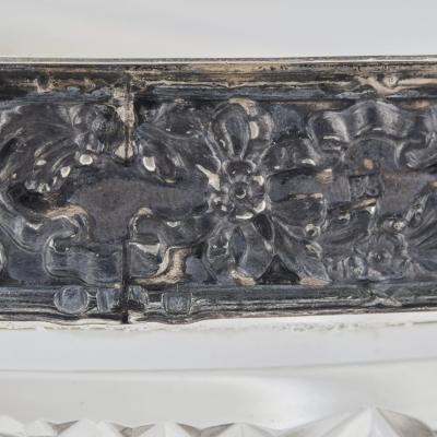 Large Russian Silver Mounted Crystal Bonbonniere In The Form Of A Boat 