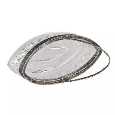 Large Russian Silver Mounted Crystal Bonbonniere In The Form Of A Boat 