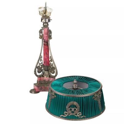 Large Silver And Rhodonite Table Lamp Workshop Of Nedmirov Kolodkin Moscow