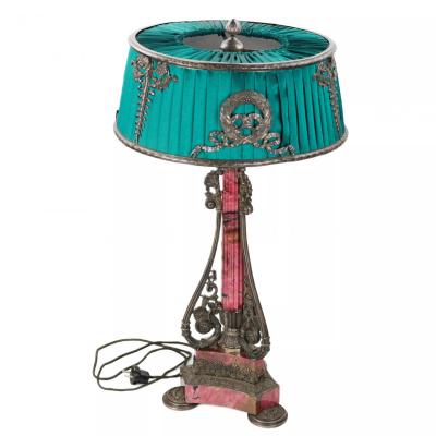 Large Silver And Rhodonite Table Lamp Workshop Of Nedmirov Kolodkin Moscow