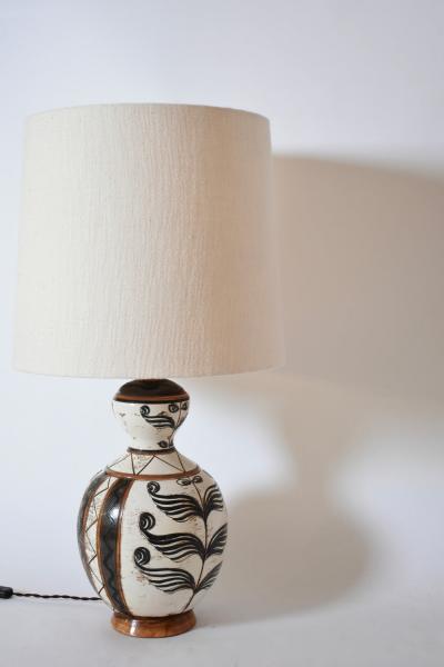 Large glazed ceramic lamp in baluster shape 1950s 