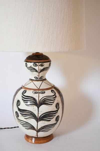 Large glazed ceramic lamp in baluster shape 1950s 