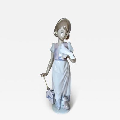 Lladro Summer Stroll Porcelain Figurine by Lladro Spain Young Girl with Umbrella 