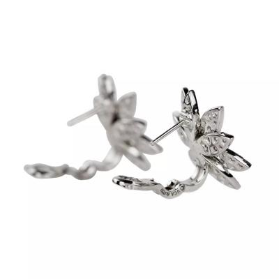 Lotus Diamond Earrings In White Gold 21st Century