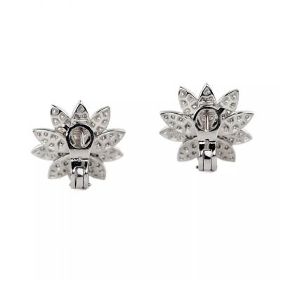 Lotus Diamond Earrings In White Gold 21st Century