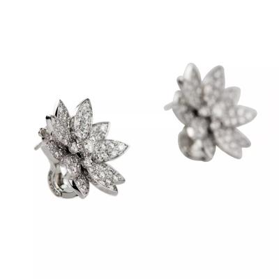 Lotus Diamond Earrings In White Gold 21st Century