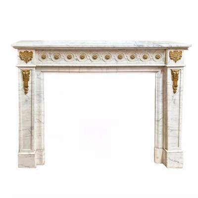 Louis XVI Style Marble Fireplace With Gilt Bronze Mounts France