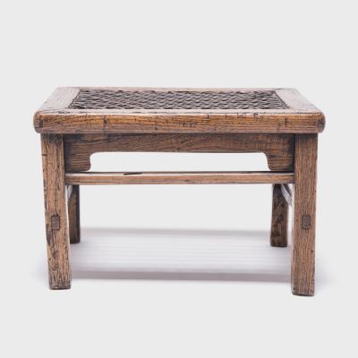 Low Stool with Woven Hide Top