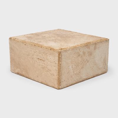 Low Travertine Marble Stone Pedestal Table