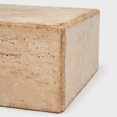 Low Travertine Marble Stone Pedestal Table