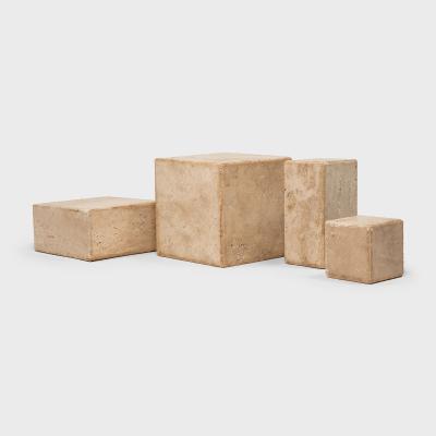 Low Travertine Marble Stone Pedestal Table