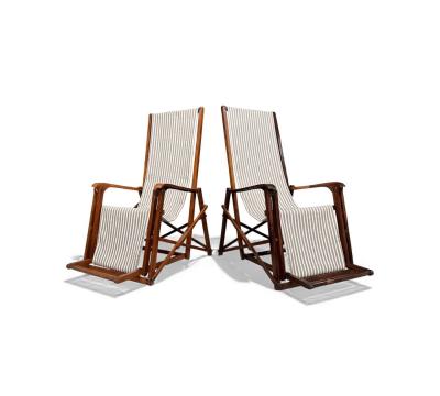 Lucio Costa Pair of Chaise Lounges in Hardwood Fabric Lucio Costa 1950s Lot 320 438A