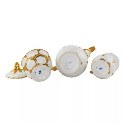 Luxurious Mocha Coffee Service For Six Persons Meissen 20th Century