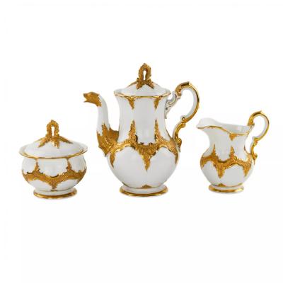 Luxurious Mocha Coffee Service For Six Persons Meissen 20th Century